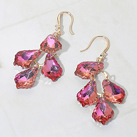 Faceted Teardrop Stone Cluster Link Drop Dangle Evening Earrings