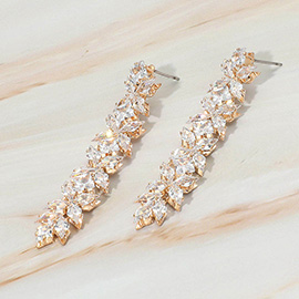 Marquise CZ Stone Cluster Vine Drop Evening Earrings