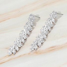 Marquise CZ Stone Cluster Vine Drop Evening Earrings