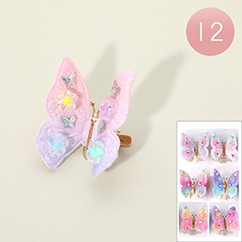 12PCS - Embellished Butterfly Hair Clips