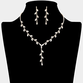 Marquise CZ Stone Cluster Vine Y Shaped Necklace