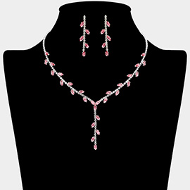 Marquise CZ Stone Cluster Vine Y Shaped Necklace