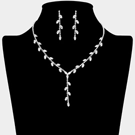 Marquise CZ Stone Cluster Vine Y Shaped Necklace