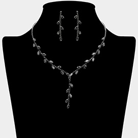 Marquise CZ Stone Cluster Vine Y Shaped Necklace