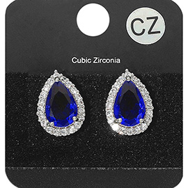 CZ Teardrop Crystal Rhinestone Stud Earrings