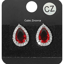 CZ Teardrop Crystal Rhinestone Stud Earrings