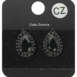 CZ Teardrop Crystal Rhinestone Stud Earrings