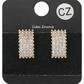 CZ Stone Paved Rectangle Evening Stud Earrings
