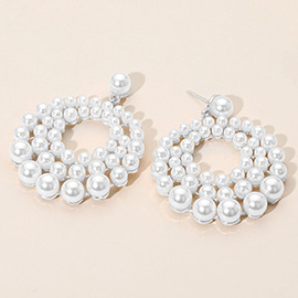 Layered Pearl Hoop Dangle Earrings