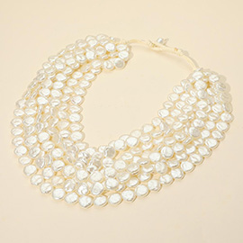 Layered Pearl Disc Statement Necklace