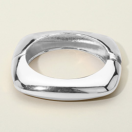 Geometric Square Edge Metal Hinged Bangle Bracelet
