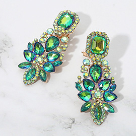 Marquise Square Stone Pointed Evening Clip On Earrings