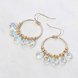 Faceted Disc Beaded Ring Dangle Earrings