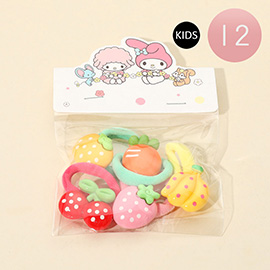 12 SET OF 5 - Kids Fruit Charm Hair Tie Set