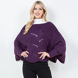 Openwork Loose Knit Batwing Sweater