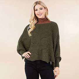 Openwork Loose Knit Batwing Sweater