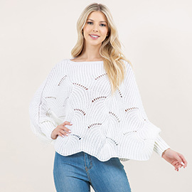 Openwork Loose Knit Batwing Sweater
