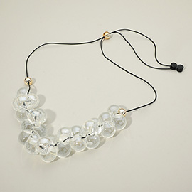 Chunky Bubble Beads Cluster Accent Adjustable Long Necklace