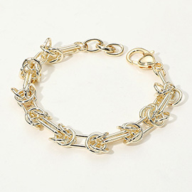 14K Gold Plated Knotted Link Chain Bracelet