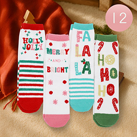 12PCS - Fuzzy Cozy Holiday Message Socks