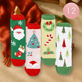 12PCS - Fuzzy Cozy Christmas Socks