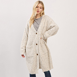Long Button Front Soft Cozy Oversized Cardigan