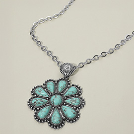 Bold Antique Western Floral Pendant Statement Necklace