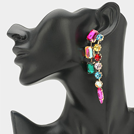 Multi Shaped Stone Link Drop Statement Evening Earrings