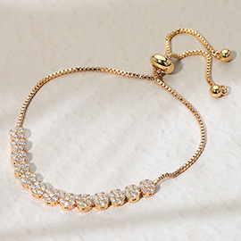 Gold Plated CZ Stone Lariat Pull Tie Bracelet