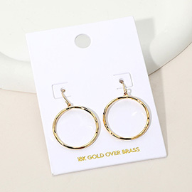 18K Gold Over Brass Textured Hoop Dangle Earrings