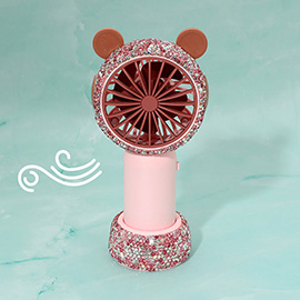 Glittered Bear Ears USB Charging Portable Handheld Fan