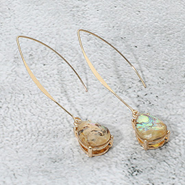 Teardrop Stone Cluster Long Drop Earrings