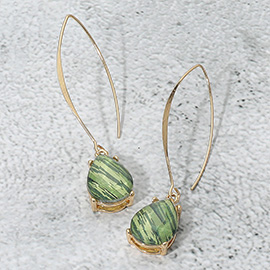 Teardrop Stone Cluster Long Drop Earrings