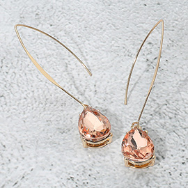 Teardrop Stone Cluster Long Drop Earrings