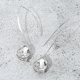 Teardrop Stone Cluster Long Drop Earrings