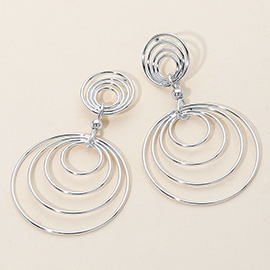 Layered Open Metal Circle Dangle Earrings