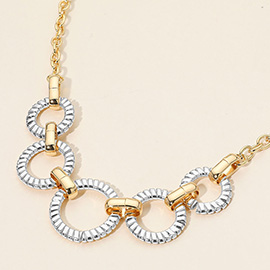 Textured Metal Ring Link Statement Necklace