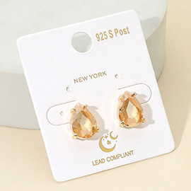 Teardrop Gemstone Cluster Stud Earrings