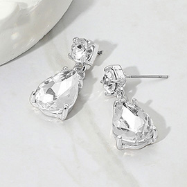 Teardrop Stone Cluster Dangle Earrings
