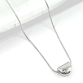 Stainless Steel Mini Half Moon Pendant Necklace