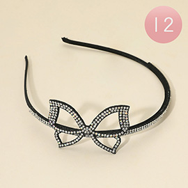 12PCS - Bling Studded Open Butterfly Accent Headbands