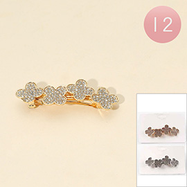 12PCS - Rhinestone Quatrefoil Barrettes