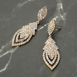 Rhinestone Paved Layered Marquise Drop Evening Earrings
