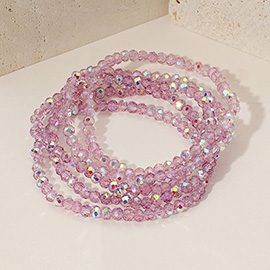 5PCS - Sparkling Faceted Beaded Stackable Stretch Multi Layered Bracelet