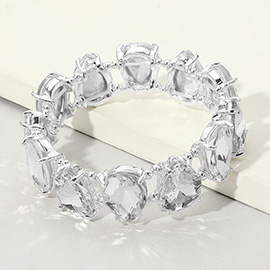 Teardrop Glass Stone Cluster Stretch Evening Bracelet