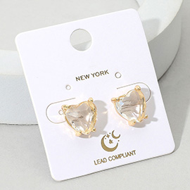 Heart Stone Cushion Stud Earrings