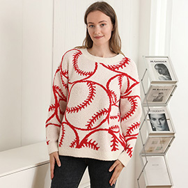 Cozy Baseball Crew Neck Sweater