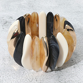 Celluloid Acetate Metal Abstract Bar Beaded Stretch Bracelet