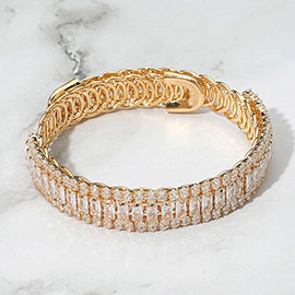 Marquise Emerald Cut CZ Stone Link Adjustable Evening Bracelet