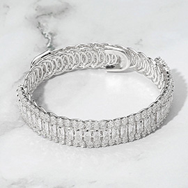 Marquise Emerald Cut CZ Stone Link Adjustable Evening Bracelet
